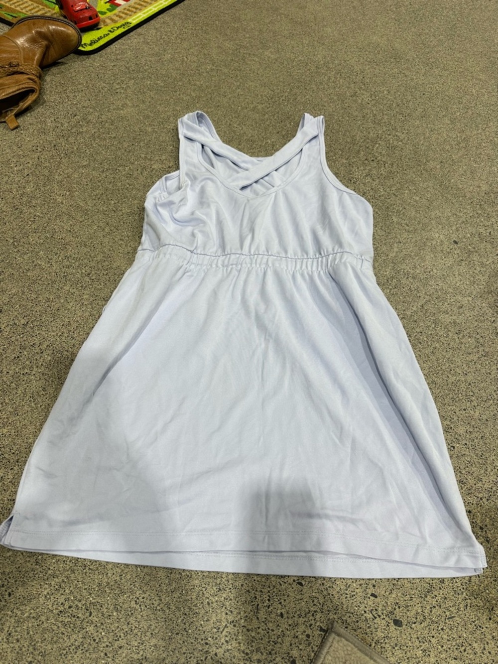 CALIA by Carrie Underwood Light Blue Sleeveless Dress with Crisscross Back